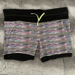 AUTHENTIC Andrew Christian Sexy drawstring shorts Gray pink & blue striped!Large